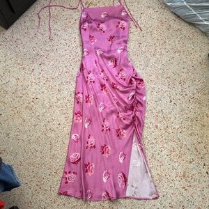 Pink Bodycon Dress with Roses